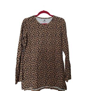 Marleylilly Womens Leopard Print Long-Sleeve Top Medium